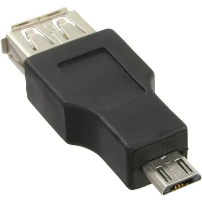 Produktbild von InLine Micro-USB Adapter, Micro-B Stecker an USB A Buchse, USB 2.0 A female, USB A, Schwarz
