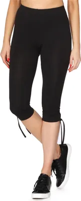 Produktbild von Merry Style Damen 3/4 Leggings mit Beinabschluss zum Binden Capri-Leggings MS10-378(Schwarz,S)