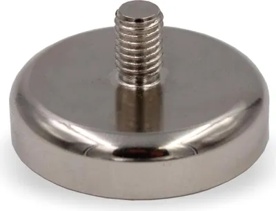 Produktbild von Topfmagnet Neodym Flachgreifer Ø42mm | Außengewinde | M8 x 12mm - Haftkraft 66kg