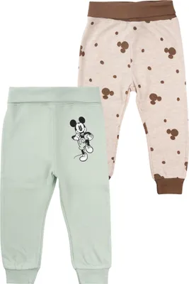 Produktbild von Disney Mickey Mouse Baby Hose für Jungen und Mädchen - Babyhose Babykleidung Braun Hellgrün (2er Pack) 62-68
