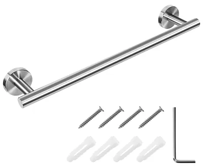 Image de Porte-serviettes en acier inoxydable 304, finition argentée brossée, pour fixation murale, 40 cm