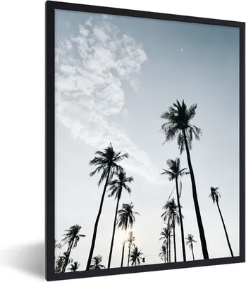 Produktbild von MuchoWow® Gerahmtes Poster Palmen - Sommer - Tropisch 60x80 cm - Poster mit Schwarzem Bilderrahmen Wandposter Rahmen Foto Bilder - Premium - Wanddeko Wohnzimmer