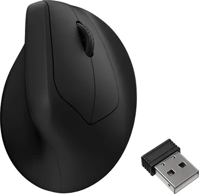 Produktbild von Keychron M5 – Kabellose vertikale Maus, 30.000 DPI, PixArt 3950, schwarz, seitliches Scrollrad