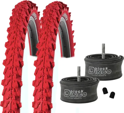 Produktbild von 1 Paar (2 Stück) Kenda Reifen SET 24" (50-507) MTB rot K-829 + 2 Black Dingo Schläuche mit Autoventil