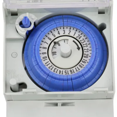 24h-Impulsmotor-Timer, mechanisch, programmierbar, 48 Schaltzeiten/Tag