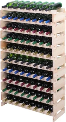 Produktbild von Weinregal VINOTECA FLEX PRO | HxBxT 135x84x28cm | 80 Flaschen auf 10 Ebenen | Massives Kiefernholz | Natur unbehandelt