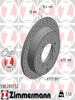 Produktbild von 2x ZIMMERMANN Bremsscheibe 590.2817.52 für TOYOTA LAND CRUISER (VDJ20_ UZJ20_)