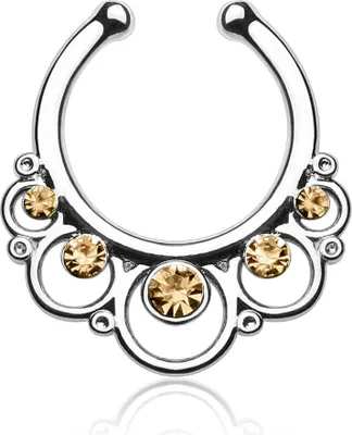 Produktbild von Nasenpiercing Nasenring Fake Piercing Septum Helix Kugeln Zirkonia Kristalle Strass silber-topaz