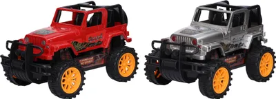 Produktbild von Robuster Spielzeug Geländewagen mit Schwungrad, silber/rot, 20 x 12 x 11 cm