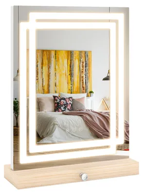 Immagine prodotto di Specchio da trucco COSTWAY, 41x50 cm, specchio cosmetico LED con illuminazione, 3 modalità di regolazione del colore e intensità, controllo touch e contenitore portaoggetti