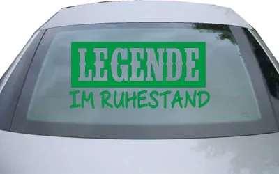 Produktbild von Indigos UG - Aufkleber Heckscheibe & Motorklappe DE6193 - grün - 600x285 mm - legende im ruhestand - Auto Scheiben Fenster Heckklappe Tuning Racing JDM - Die cut