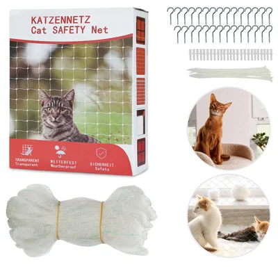 Produktbild von Jopassy Katzennetz Balkonnetz Transparentes Katzenschutznetz Katzen-Schutznetz Fenstergitter Kippfenster-Schutzgitter 3x8m