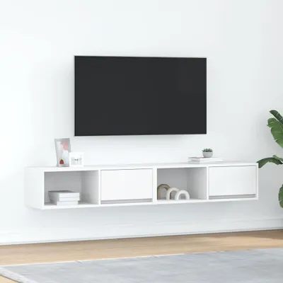 Imagen del producto de Maison Exclusive - Muebles para televisión, 2 unidades, color blanco, 80 x 31 x 25,5 cm, fabricados en material de madera