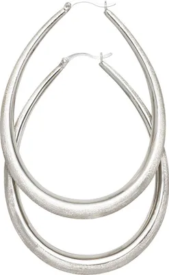 Produktbild von Große XXL Creolen 65,1mm Ohrringe Ohrschmuck aus 925 Silber mattiert oval