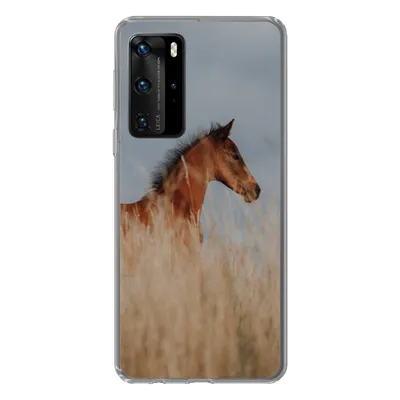 Produktbild von MuchoWow® Handyhülle Schutzhülle Hülle für Huawei P40 Pro Pferd - Luft - Gras Silikon Softcase Handy Hülle - Schutz