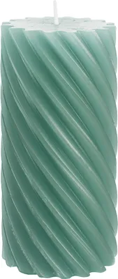 Produktbild von Stumpenkerze aus Paraffin, gedreht, Smaragd, 140/70 mm, WENZEL, Brenndauer ca. 69h, Spiralkerze