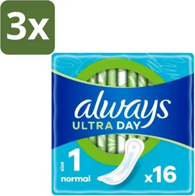 Produktbild von Always – Damenbinden – Ultra Normal – 16 Damenbinden - Vorteilspack - 3 Stücke