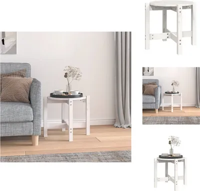 Immagine prodotto di vidaXL Tavolino bianco Ø 52,5x45 cm in legno di pino massiccio - Tavolini da caffè