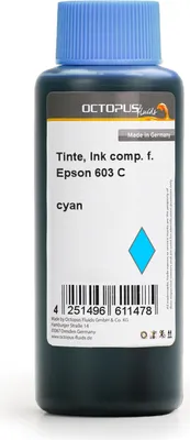 Produktbild von Tinte, Ink comp. f. Epson 603, Expression Home XP-2100, 3100, 4100, WorkForce WF-2800 cyan 1 L