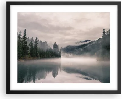 Produktbild von Gerahmtes Poster - Schwarzer Rahmen - Reflexion Nebel Landschaft - 50x40 cm - Wand Bild - Wanddeko - Wandbilder - Kunstposter - Wandposter - Bilderrahmen - Bilder - Kunstdruck - P2BAA50x40-4482