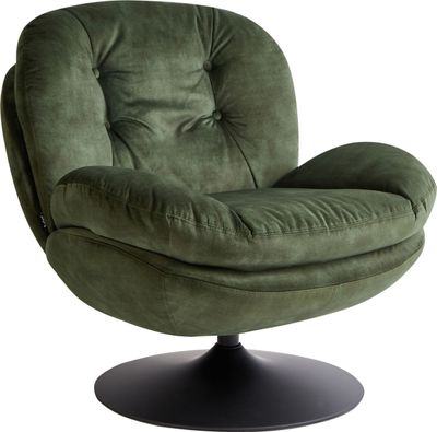BELIANI Sessel Dunkelgrün Samt Gesteppt mit Drehfunktion Dicke Polsterung Niedrige Armlehnen Retro Wohnzimmer Schlafzimmer Flur Ausstattung Sitzmöbel