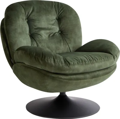 Produktbild von BELIANI Sessel Dunkelgrün Samt Gesteppt mit Drehfunktion Dicke Polsterung Niedrige Armlehnen Retro Wohnzimmer Schlafzimmer Flur Ausstattung Sitzmöbel