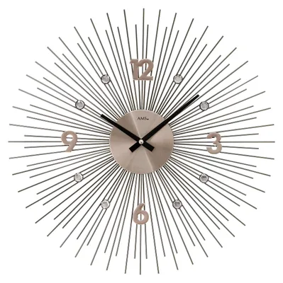 Produktbild von AMS W9610 Wanduhr mit Metallgehäuse in Strahlen-Optik Anthrazit
