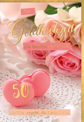Produktbild von Goldhochzeit - Glückwunschkarte im Format 11,5 x 17 cm - Macarons