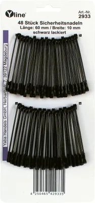 Obrázok produktu pre Bezpečnostné špendlíky 48 kusov, veľké 60 mm, čierne, na kreatívne použitie