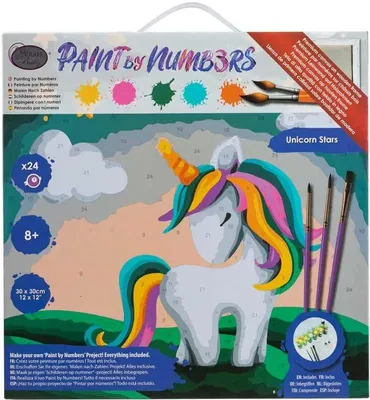 Immagine prodotto di Craft Buddy Dipingi con i numeri Unicorno e stelle 30x30 cm Set acrilico