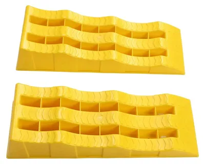Immagine prodotto di Cunei per camper e roulotte - Rampe di livellamento a 3 gradini - Cunei per carichi pesanti su terreni irregolari e per il parcheggio - Set da 2 pezzi
