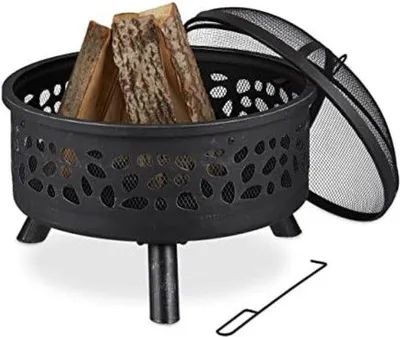 Produktbild von Famanu Feuerschale mit Funkenfang - Feuerschale für den Außenbereich - Feuerschale mit Deckel