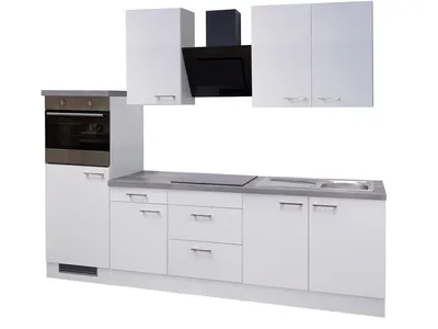 Produktbild von Küchenzeile mit E-Geräten - 270 cm breit - Weiß – Nawa