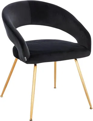 Produktbild von HOME DELUXE - Polsterstuhl LYRIC - 1 Stück, Farbe: Samt Schwarz - weiche Polsterung, bis 120 kg belastbar I Küchenstuhl Speisestühle Esszimmerstühle