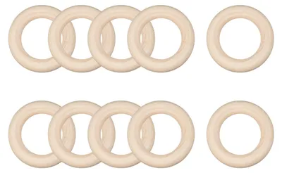 Holzringe 50x10 mm, 10 Stück, natur, für DIY & Macramé