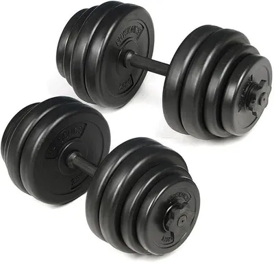 Imagen del producto de Silecomplaza, juego de mancuernas cortas de 30 kg, incluye 2 mancuernas y discos de plástico