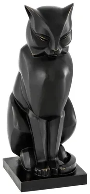 Produktbild von Casa Padrino Luxus Bronzefigur Katze 17,5 x 21 x H. 46 cm - Art Deco Figur