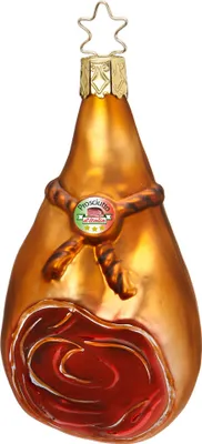 Produktbild von Christbaumschmuck Schinkenkeule Glas 9.5cm braun / orange, 1 Stück