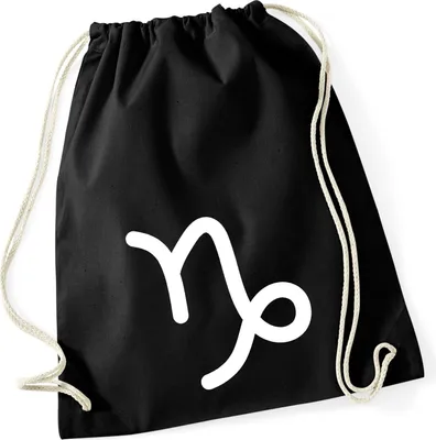Produktbild von Huuraa Turnbeutel Steinbock Sternzeichen Zeichen 12 Liter Black Baumwolle Rucksack Geschenkidee