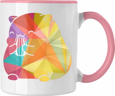 Produktbild von Trendation - Hamster Tasse Polygon Geometrisch Grafik Geschenk für Hamster Liebahber (Rosa)