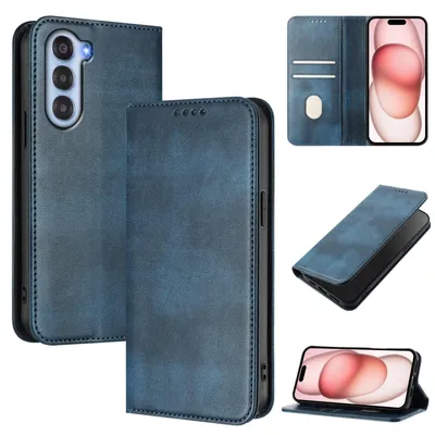 Obrázek produktu pro Pouzdro pro ZTE Nubia S, vintage kožené pouzdro s RFID ochranou, přihrádkami na karty, stojánkem Modrý