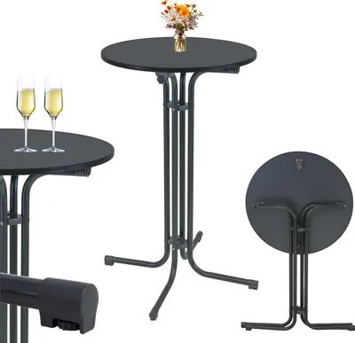Produktbild von Stehtisch klappbar Ø 70 cm Höhe 110 cm Stahl Gastrotisch Partytisch Bistrotisch in Anthrazit