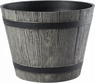 Zdjęcie produktu dla Blumentopf Holzimitat grau rund 30 cm Madeira
