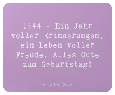 Produktbild von Mr. & Mrs. Panda Mouse Pad Spruch 1944 Geburtstag - Lavendeltraum - Geschenk, herzliche Glückwünsche, Mauspad, Happy Birthday, Geburtsjahr, laptop, besonderer Jahrgang