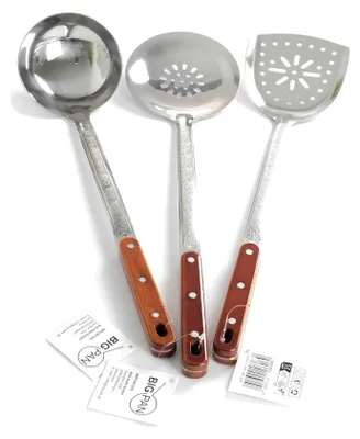 Produktbild von 3er-Set XL 45cm Schöpflöffel Suppenkelle Küchenhelfer Gießlöffel Soßenlöffel Schaumkelle Schumovka Schaumlöffel-perforiert  Edelstahl Perfekt für Kazans oder Großküchen