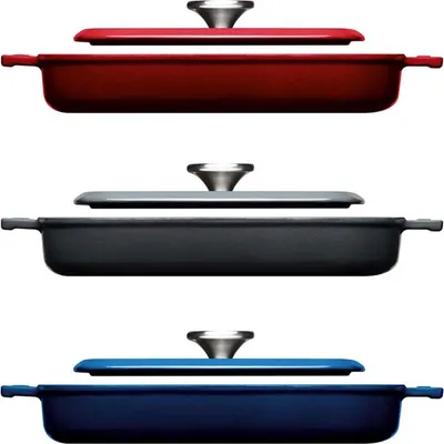 Produktbild von WOLL Grillpfanne Iron 28x28cm mit Steakpresse Carbon Grey, Quadratisch, Steak-Pfanne, Grau, Emaille, Eisenguss, Keramik, Gas, Halogen, Induktion