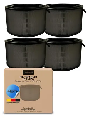 Produktbild von Comedes Ersatzfilter Set (4er-Set) einsetzbar statt Philips FY3200/30 | HEPA & Aktivkohle passend für AC3210, AC3220 & AC3221 Luftreiniger