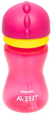 Zdjęcie produktu dla Philips AVENT Kubek z giętką słomką — 300 ml, 12 m+, 1 sztuka w opakowaniu, Butelka do picia, 1 mies., Różowy, Żółty, Indonezja, 300 ml, 1 szt.
