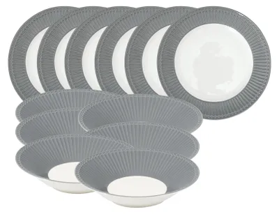 Produktbild von Greengate Alice Tafelset stone grey 12tlg