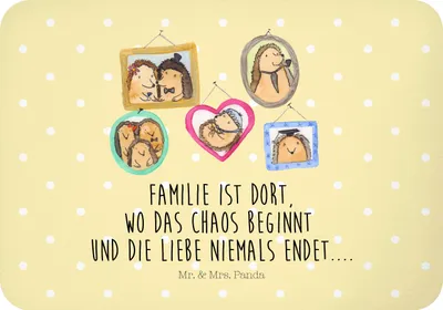 Produktbild von Mr. & Mrs. Panda magnet Igel Familie - Gelb Pastell - Geschenk, haftmagnet, zettelhalter, Bilder, Kühlschrankmagnet, Mama, whiteboardmagnet, tafelmagnet, Papa, Muttertag